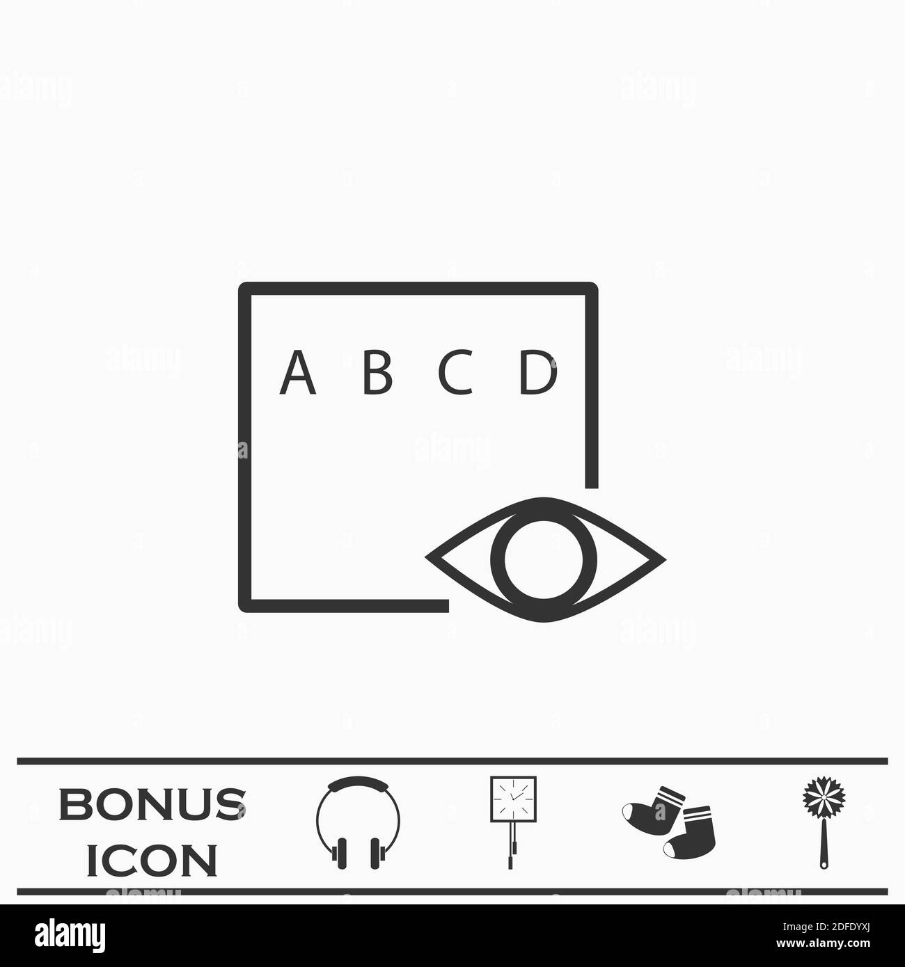 Eye test icon flat. Black pictogram on white background. Vector illustration symbol and bonus button Stock Vector