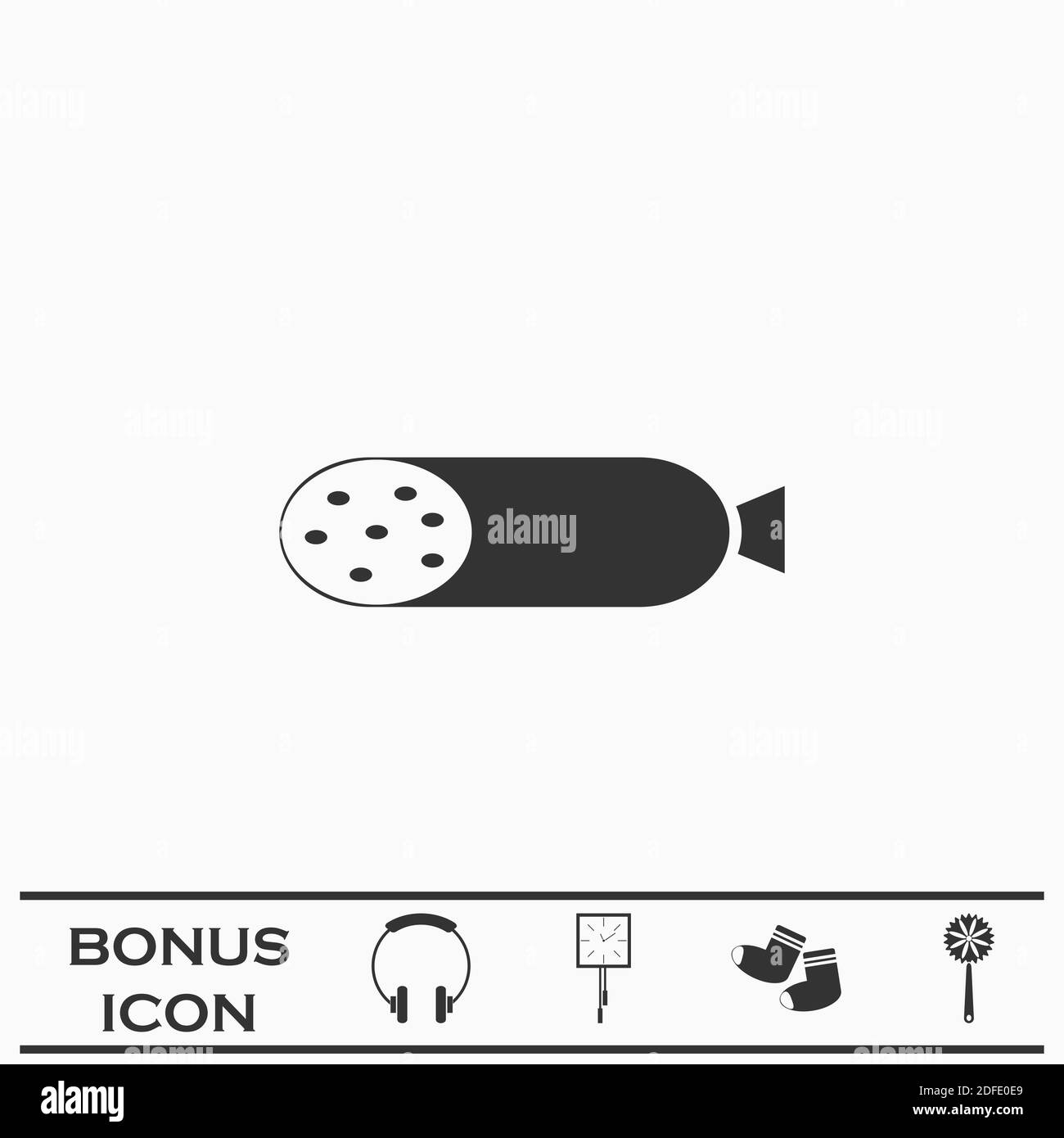 Salami icon flat. Black pictogram on white background. Vector illustration symbol and bonus button Stock Vector