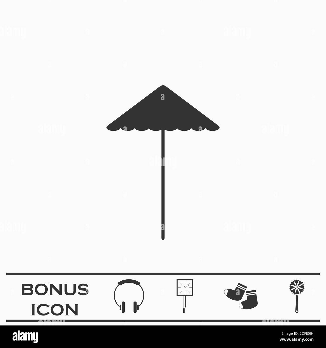 Beach umbrella icon flat. Black pictogram on white background. Vector illustration symbol and bonus button Stock Vector