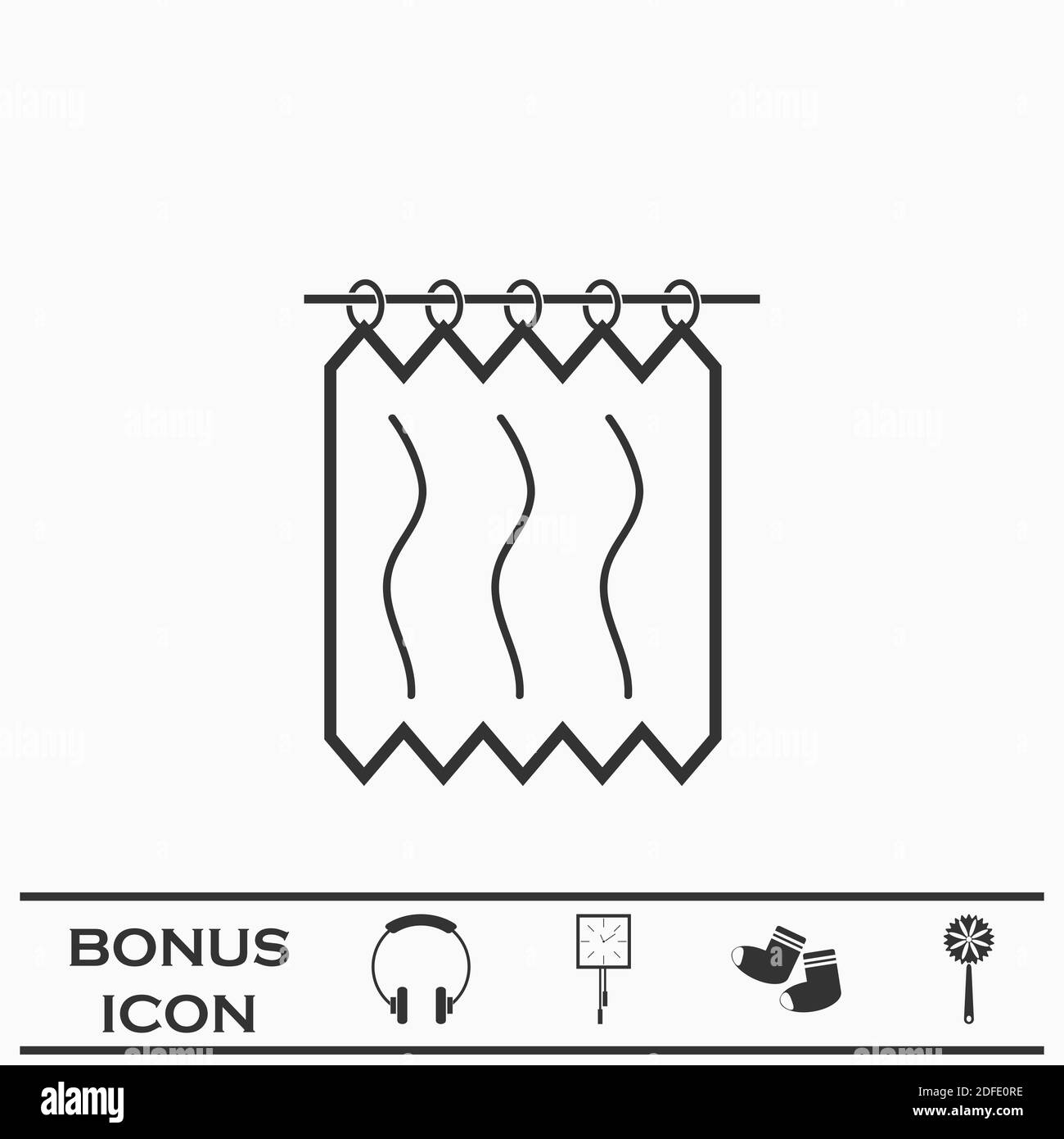 Shower Curtains icon flat. Black pictogram on white background. Vector ...