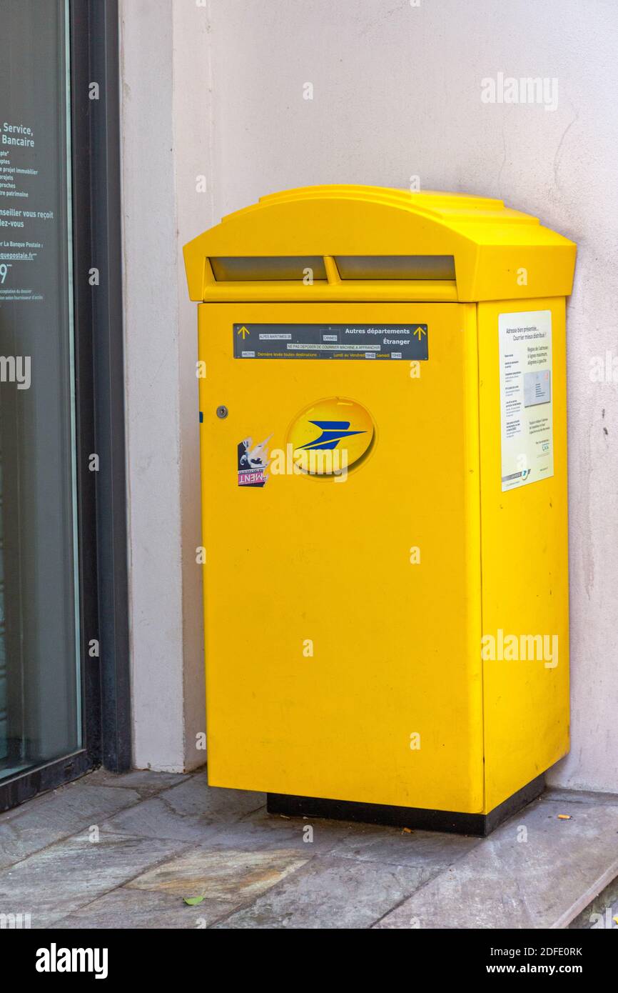 Cannes, France - February 1, 2016: Big Yellow Mail Box at Street in Cannes,  France Stock Photo - Alamy