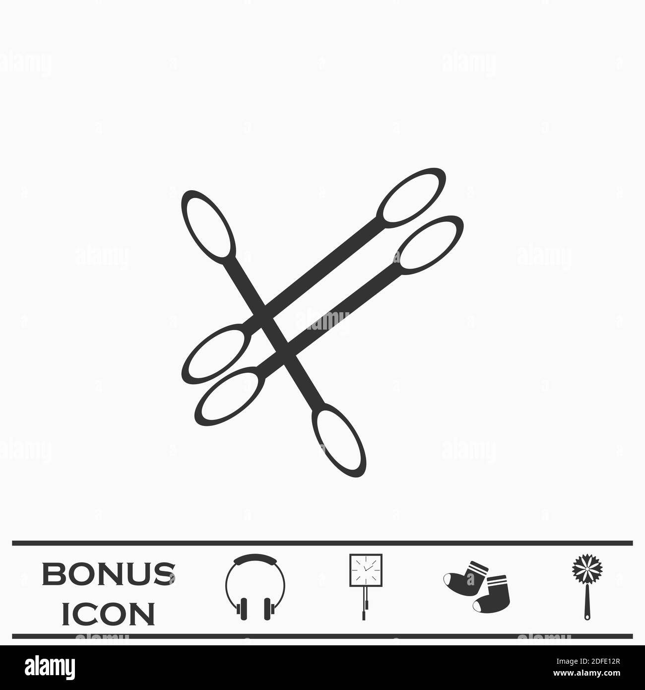 Cotton swabs icon flat. Black pictogram on white background. Vector illustration symbol and bonus button Stock Vector