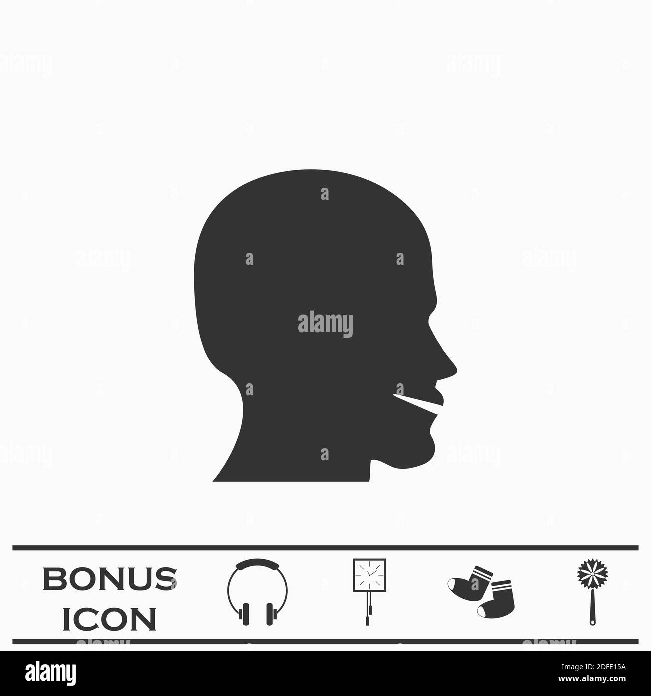 Man's face shape icon flat. Black pictogram on white background. Vector illustration symbol and bonus button Stock Vector