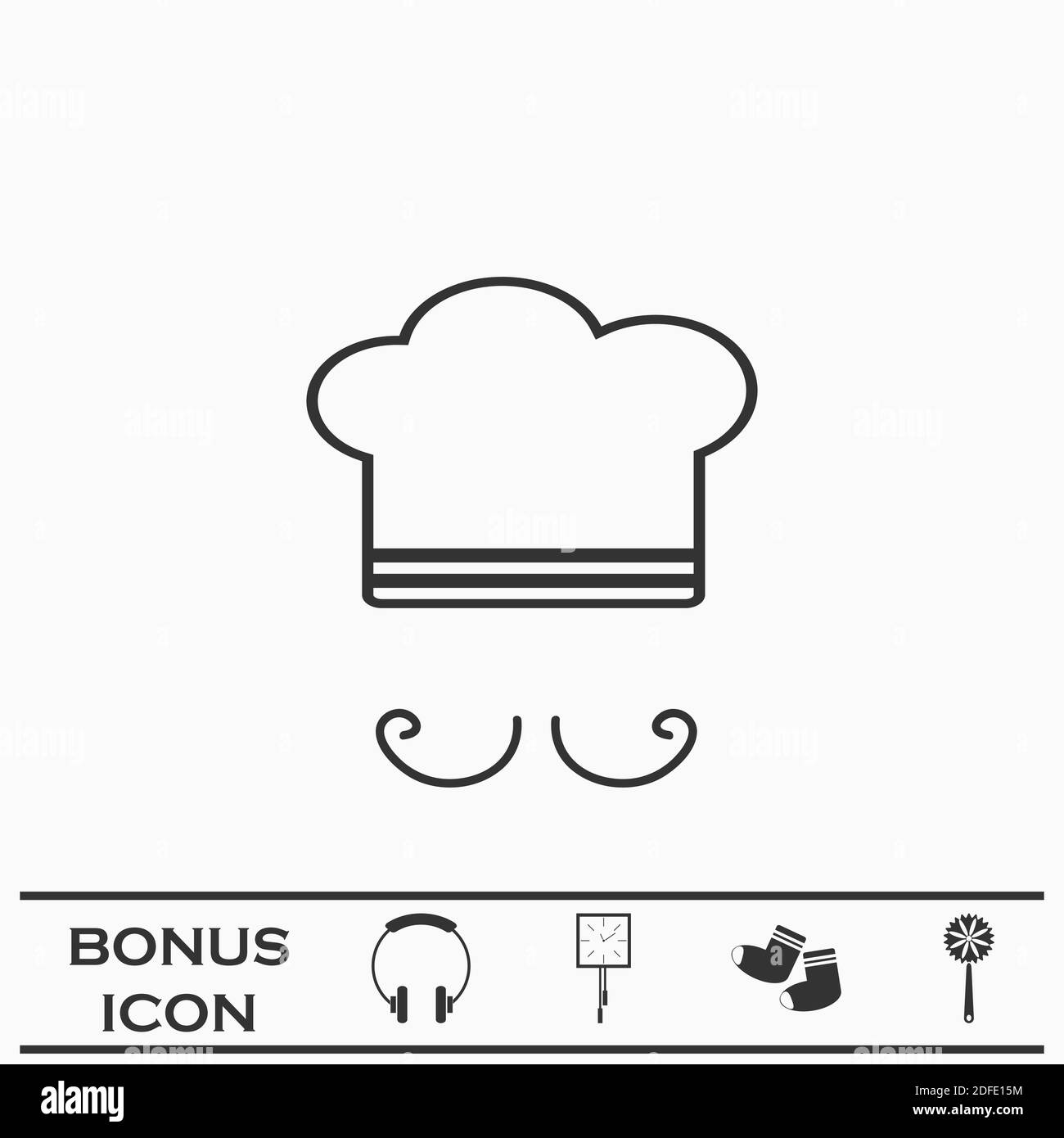 Chef icon flat. Black pictogram on white background. Vector ...