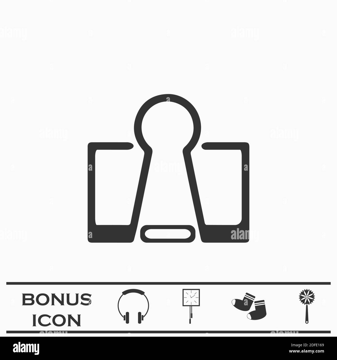 Binder clip icon flat. Black pictogram on white background. Vector illustration symbol and bonus button Stock Vector