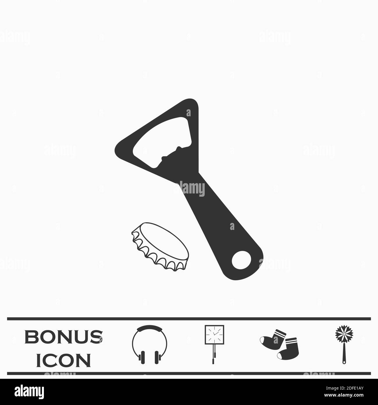 Opener for beer icon flat. Black pictogram on white background. Vector illustration symbol and bonus button Stock Vector