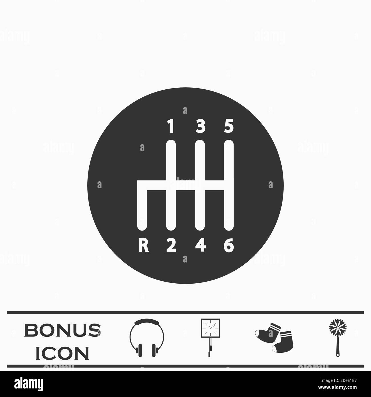 Manual Transmission icon flat. Black pictogram on white background