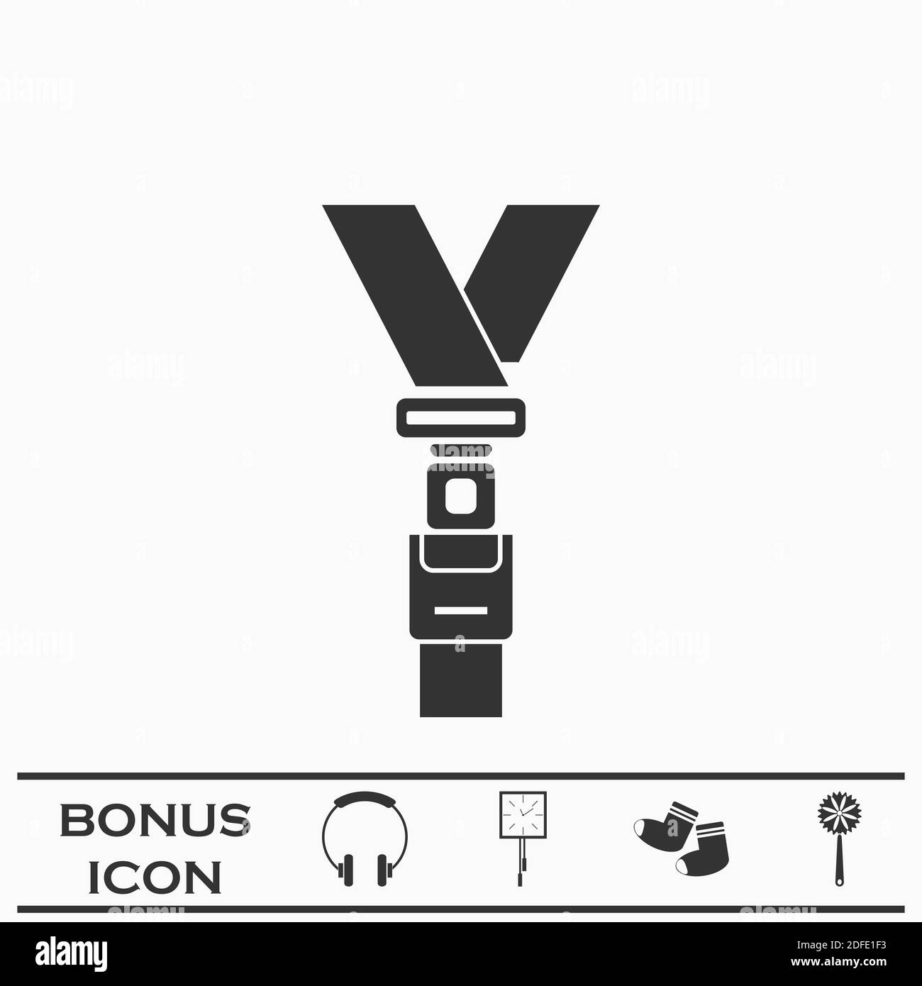 Safety belt icon flat. Black pictogram on white background. Vector