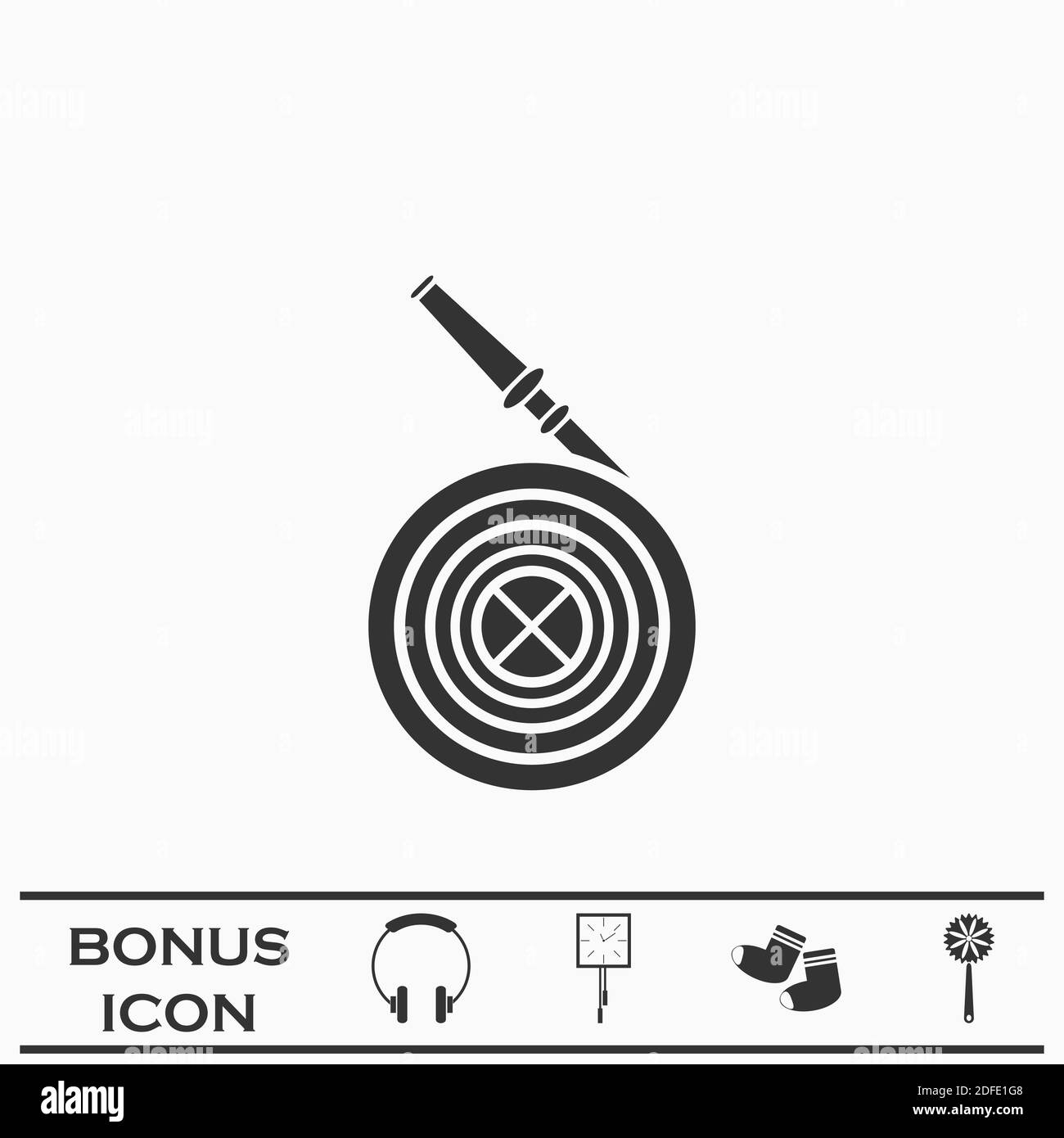 Water hose icon flat. Black pictogram on white background. Vector illustration symbol and bonus button Stock Vector