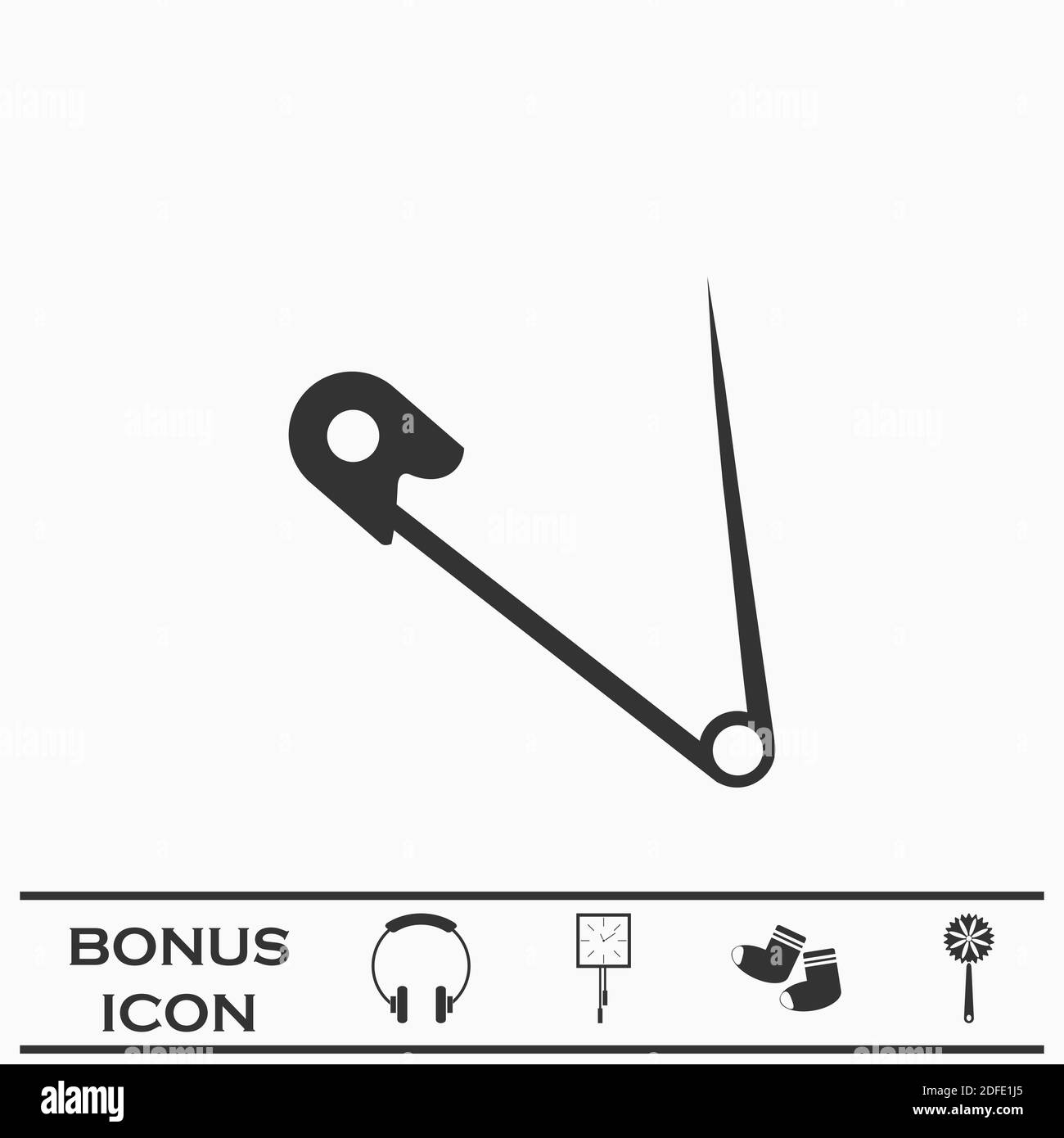 Safety pin icon flat. Black pictogram on white background. Vector illustration symbol and bonus button Stock Vector