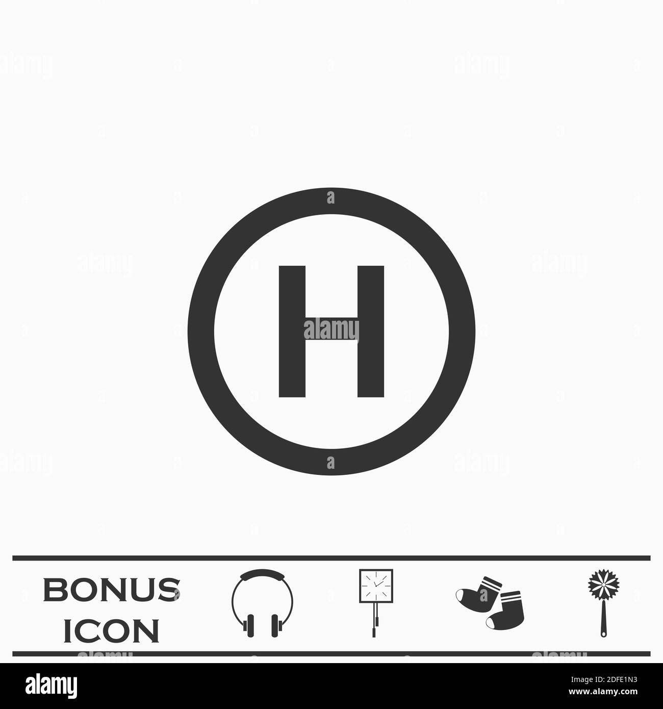 Helicopter landing icon flat. Black pictogram on white background. Vector illustration symbol and bonus button Stock Vector