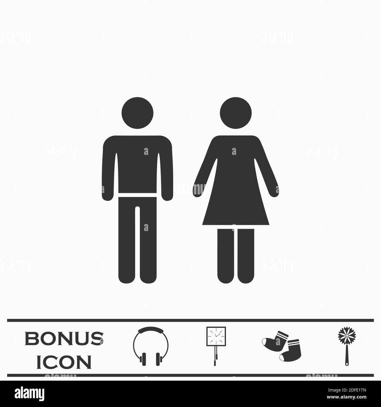 Man and woman icon flat. Black pictogram on white background. Vector illustration symbol and bonus button Stock Vector