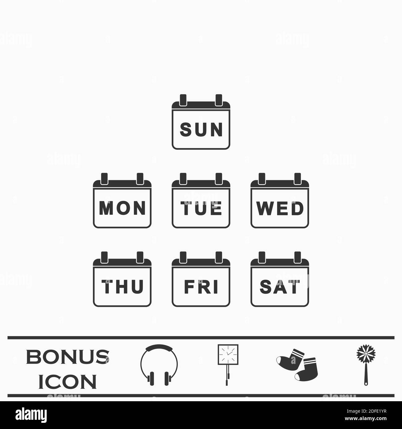 Every Day Week Calendar icon flat. Black pictogram on white background. Vector illustration symbol and bonus button Stock Vector
