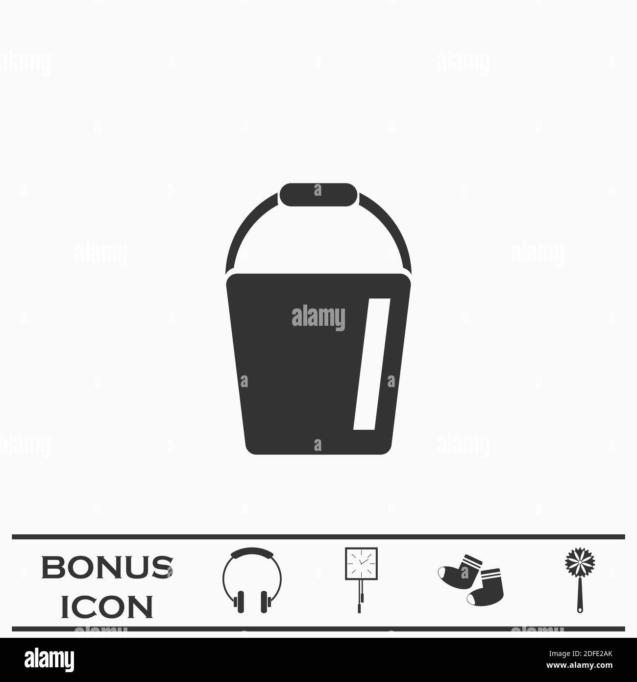Bucket icon flat. Black pictogram on white background. Vector illustration symbol and bonus button Stock Vector
