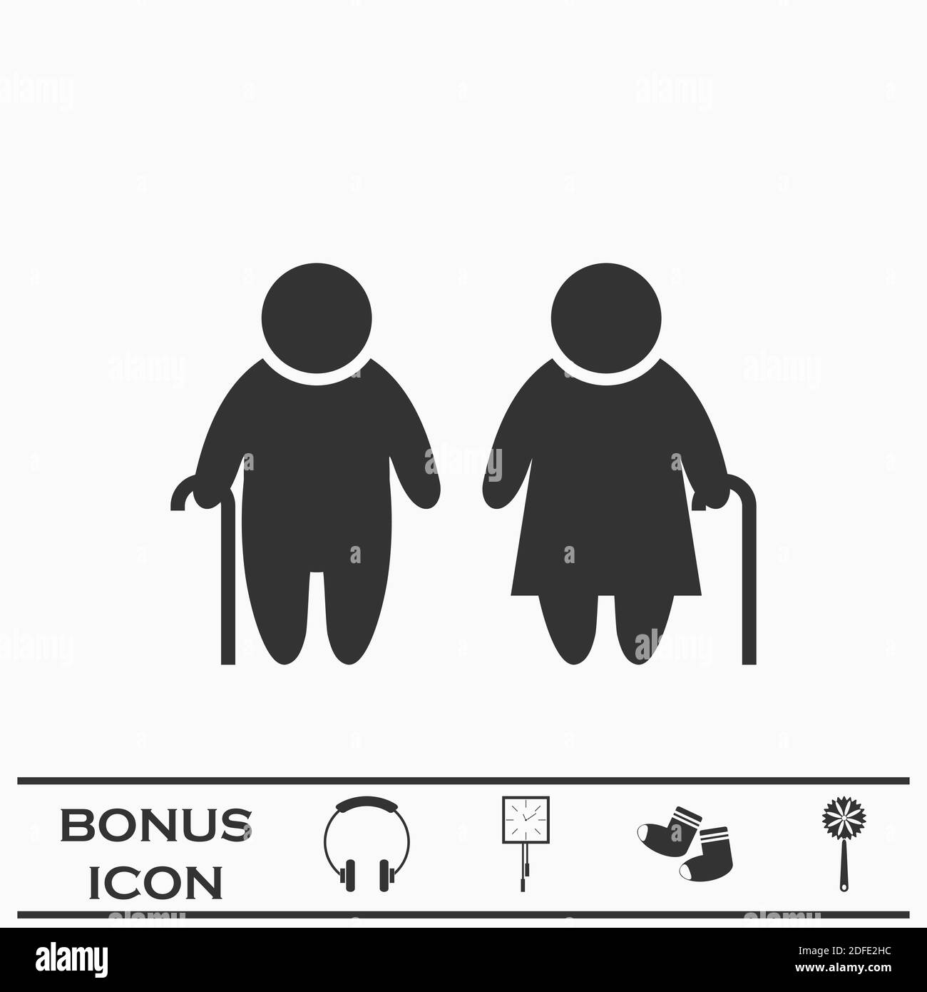 Elder People icon flat. Black pictogram on white background. Vector illustration symbol and bonus button Stock Vector