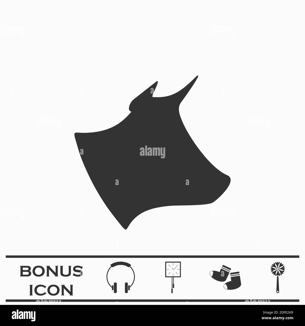 Cow, bull head icon flat. Black pictogram on white background. Vector illustration symbol and bonus button Stock Vector