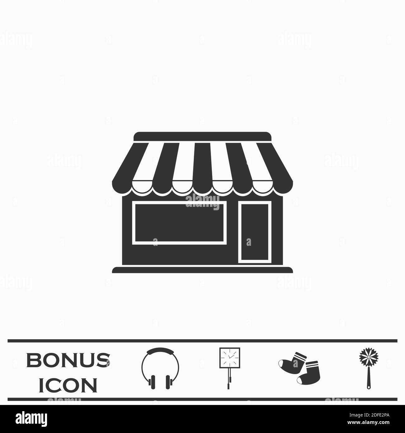 Showcase Kiosk icon flat. Black pictogram on white background. Vector illustration symbol and bonus button Stock Vector