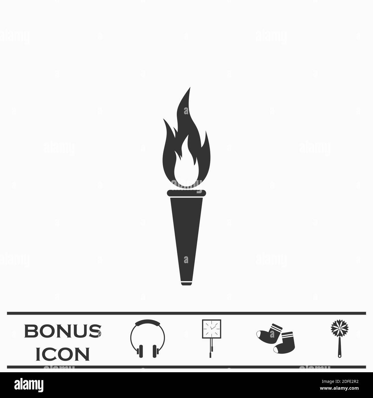 Torch icon flat. Black pictogram on white background. Vector ...