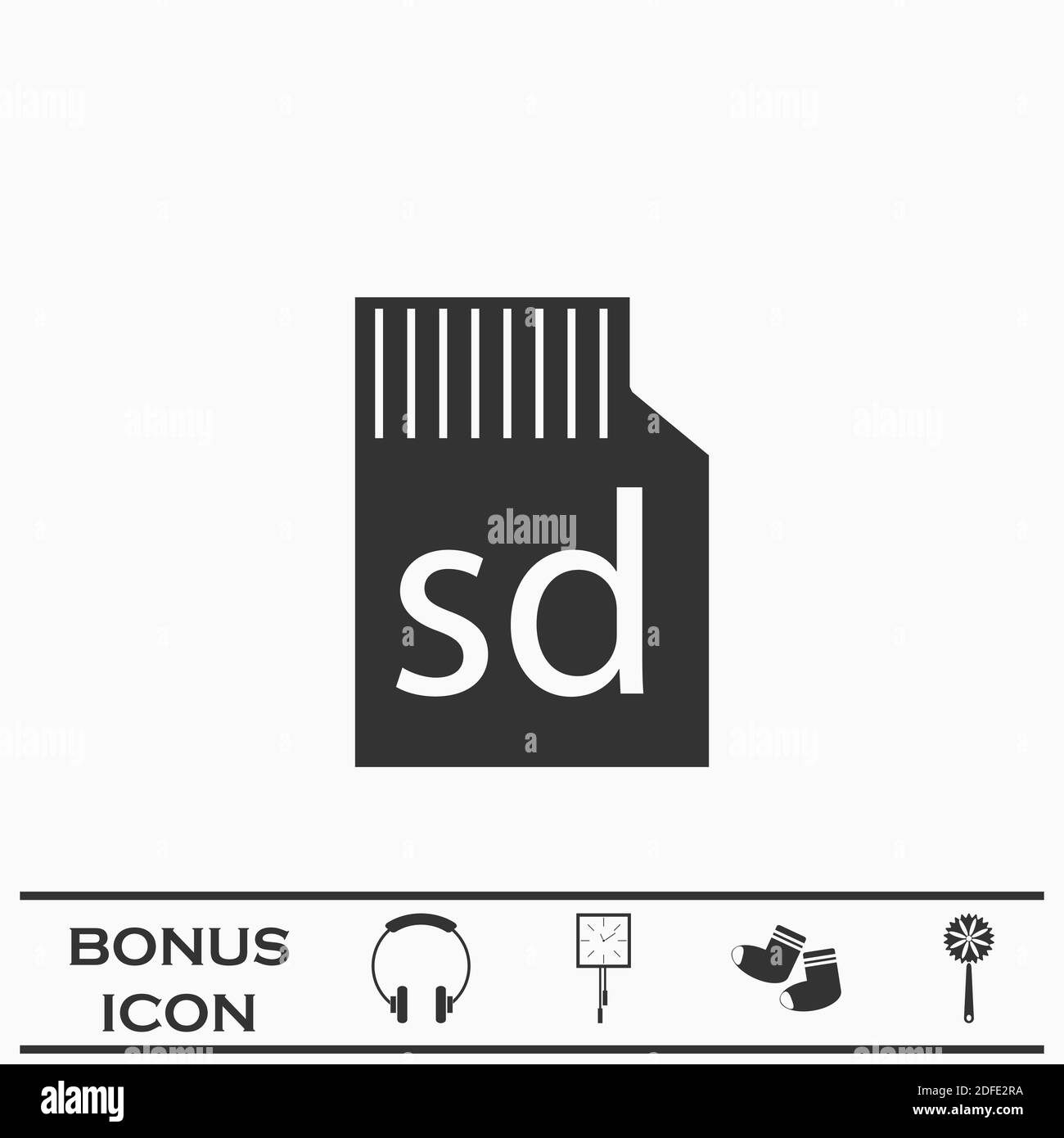 Micro sd card icon flat. Black pictogram on white background. Vector illustration symbol and bonus button Stock Vector