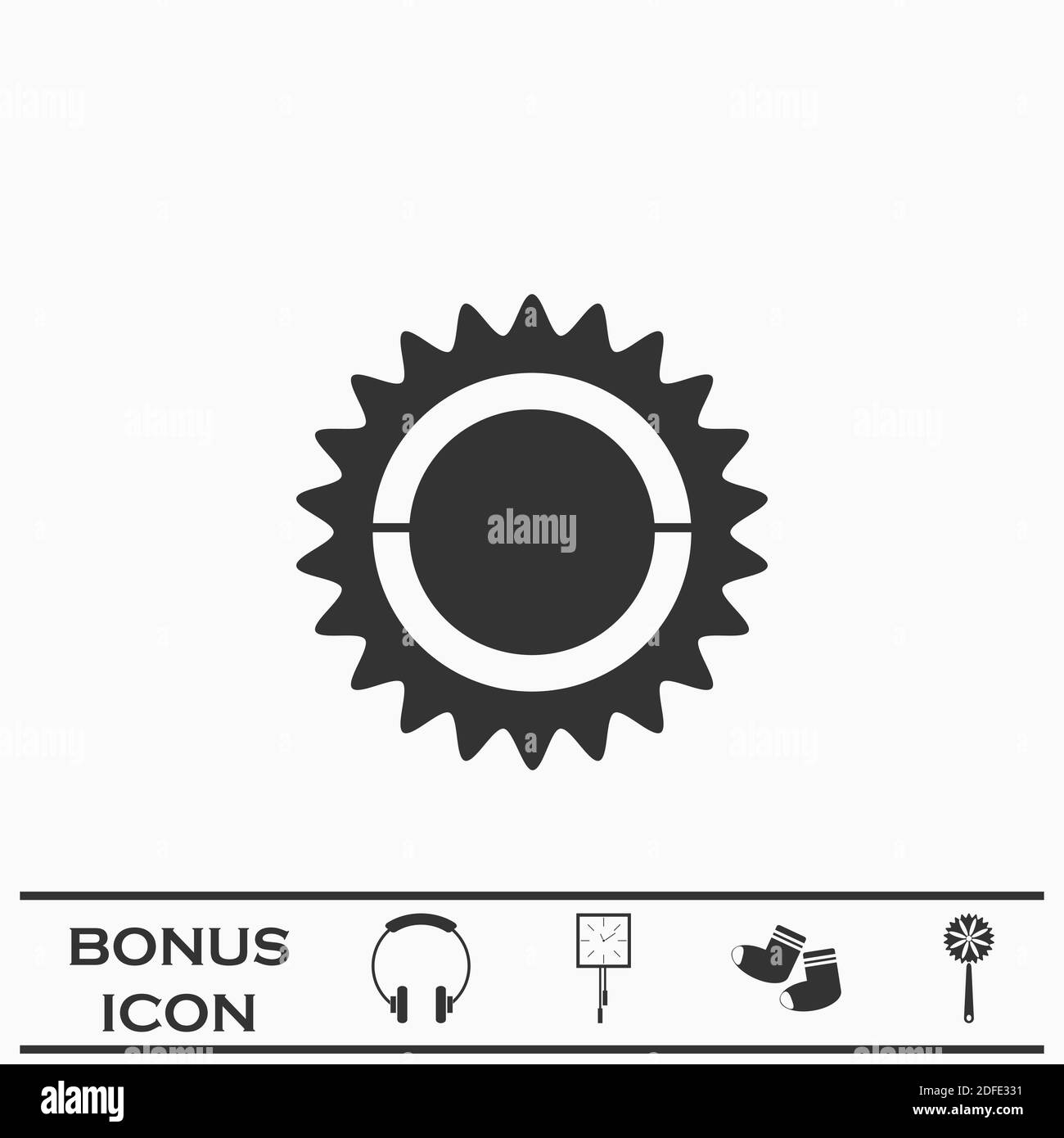 Bike chainring, chainwheel icon flat. Black pictogram on white background. Vector illustration symbol and bonus button Stock Vector
