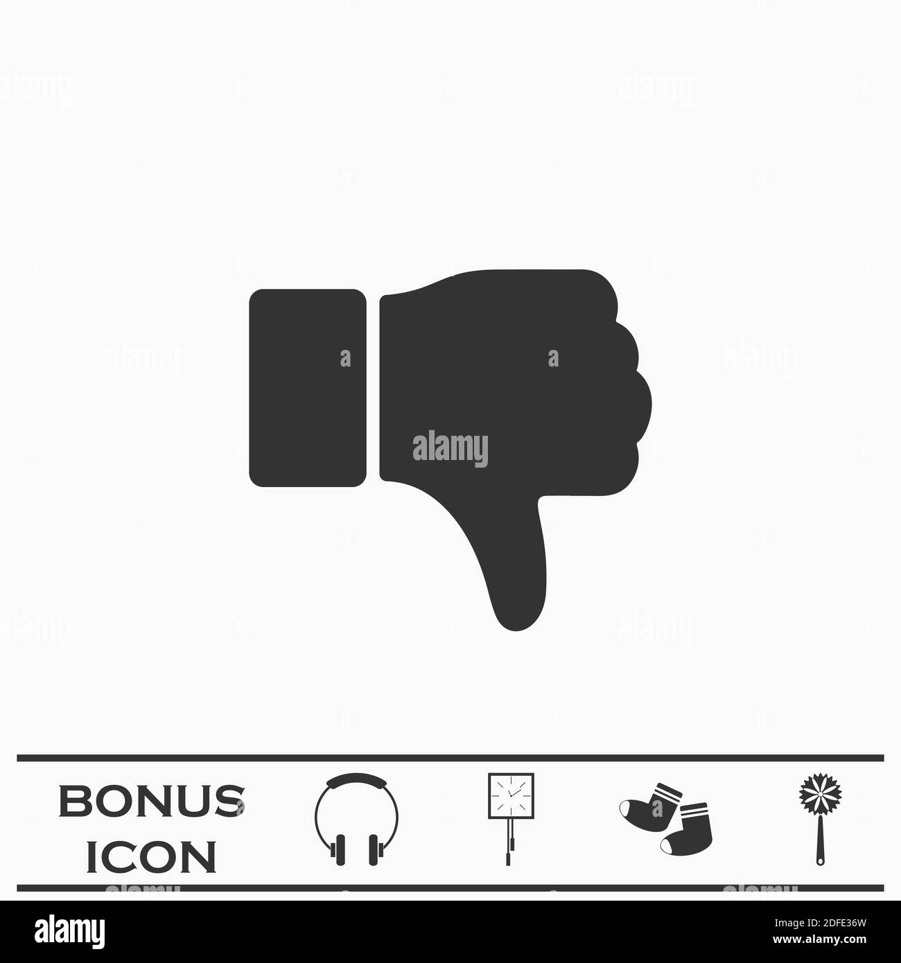 Hand thumb down, dislike icon flat. Black pictogram on white background. Vector illustration symbol and bonus button Stock Vector