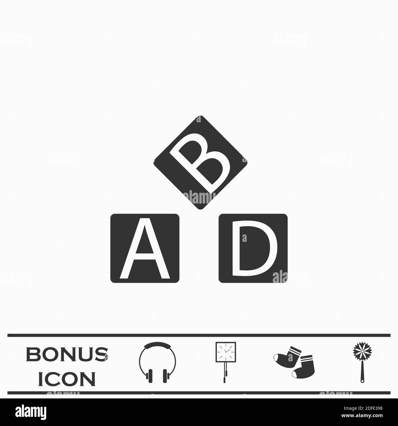 Alphabet cubes icon flat. Black pictogram on white background. Vector ...