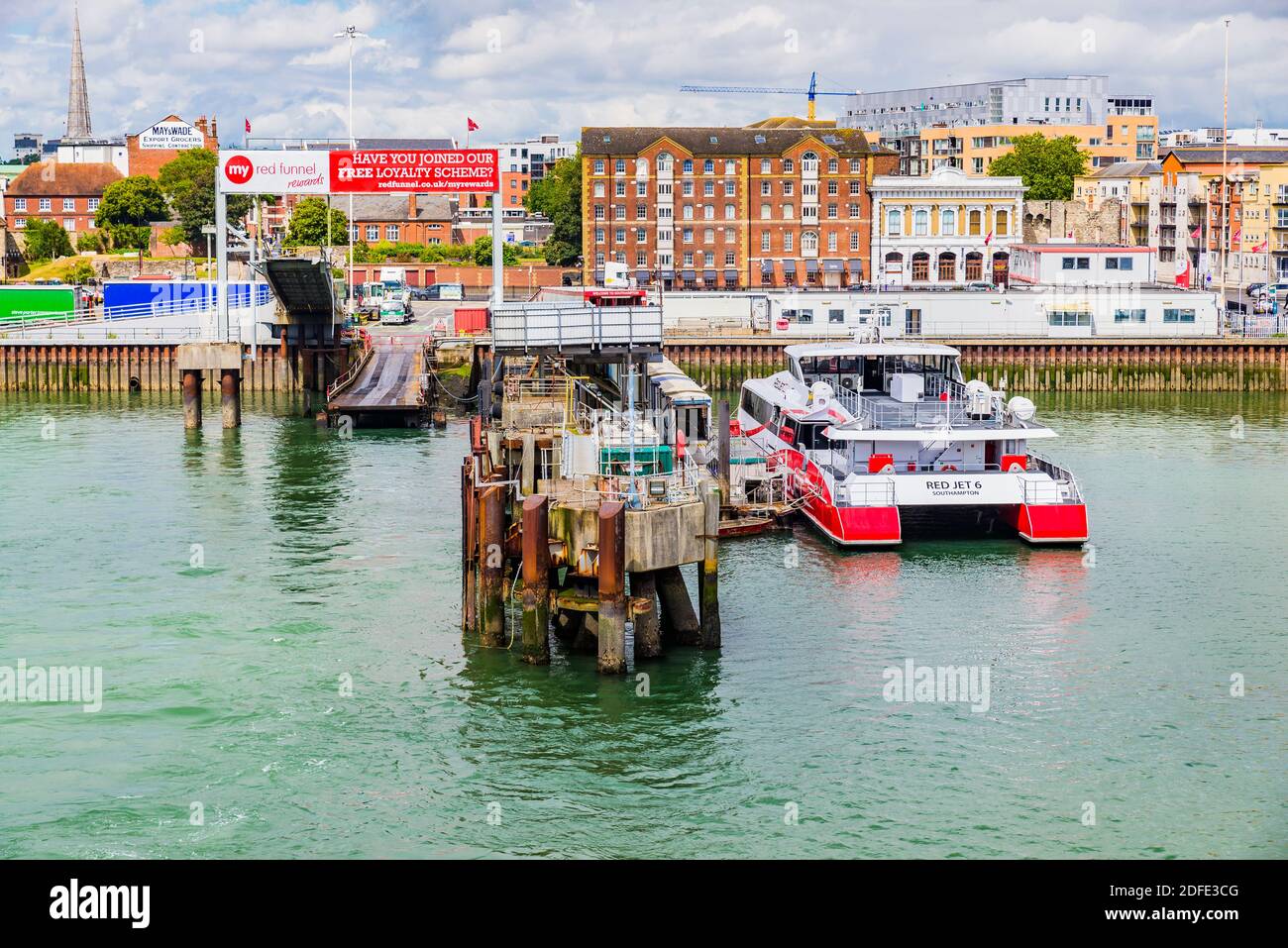 Red Funnel terminal ferries. Southampton, Hampshire, England, United