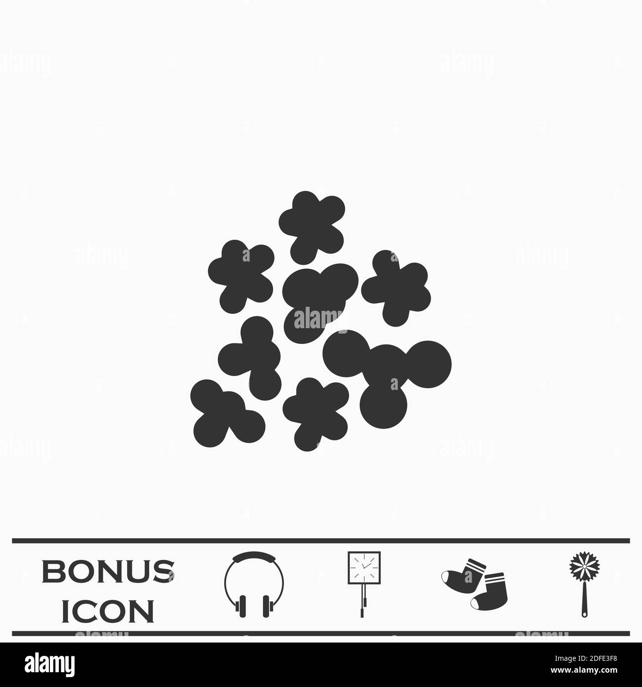 Popcorn icon flat. Black pictogram on white background. Vector ...
