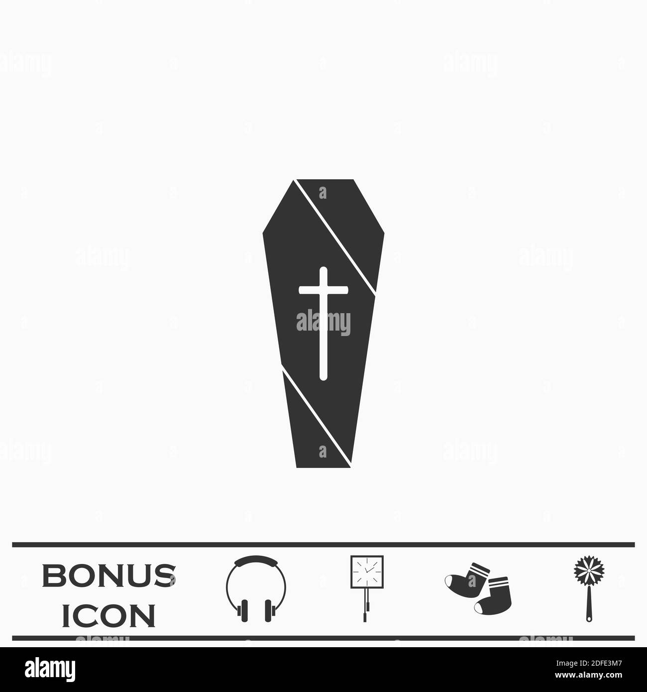 Coffin icon flat. Black pictogram on white background. Vector illustration symbol and bonus button Stock Vector