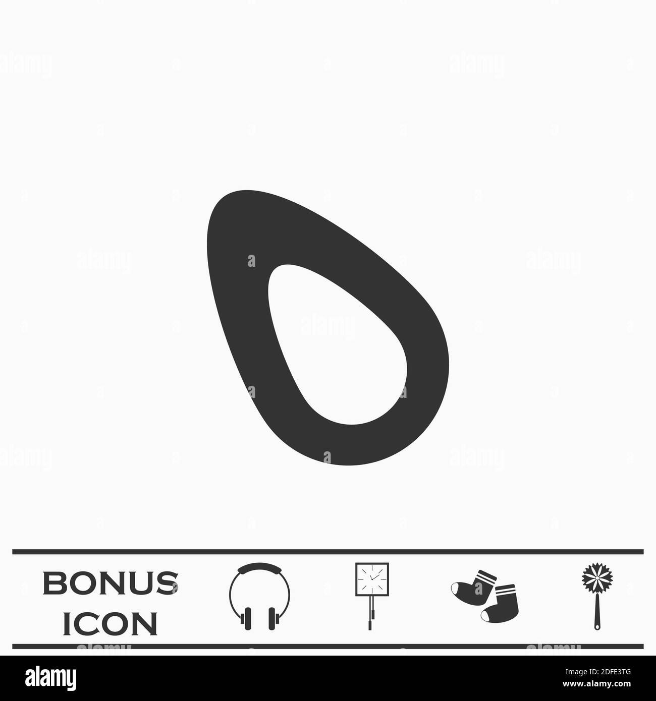 Fruits Avocado icon flat. Black pictogram on white background. Vector illustration symbol and bonus button Stock Vector
