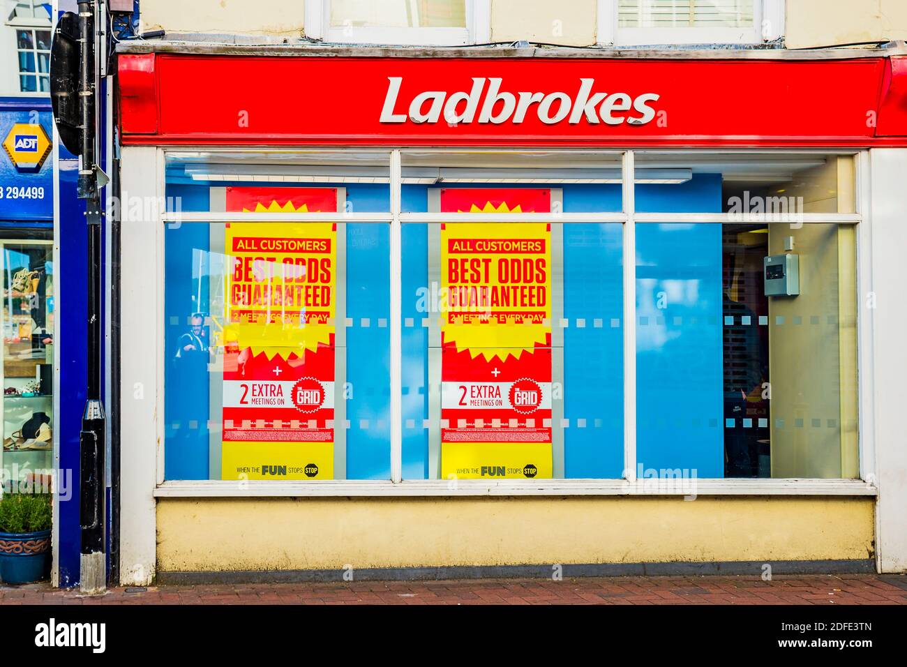 Ladbrokes betting shop. British betting and gaming company. Cowes, Isle of Wight, England, United Kingdom, Europe Stock Photo