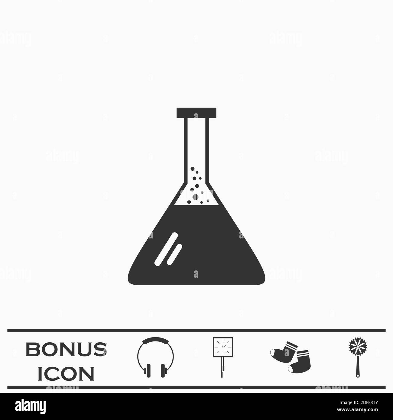 Test tube icon flat. Black pictogram on white background. Vector illustration symbol and bonus button Stock Vector