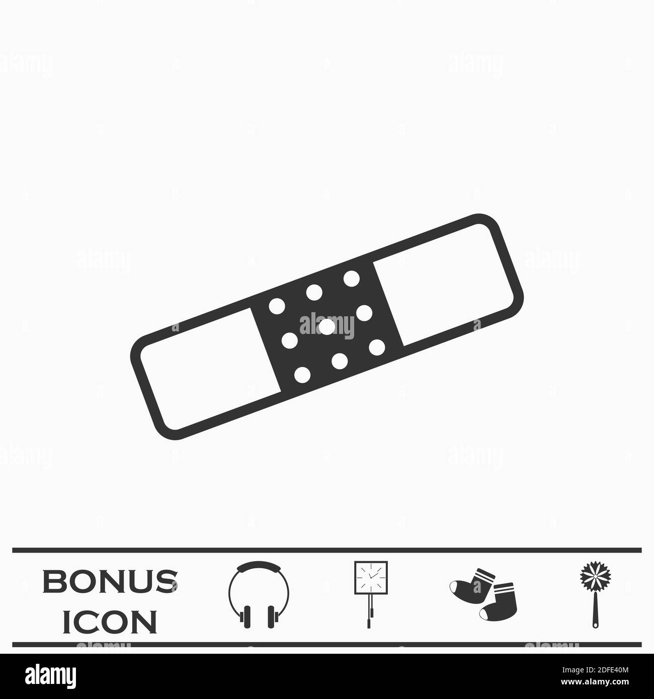 Plaster icon flat. Black pictogram on white background. Vector illustration symbol and bonus button Stock Vector