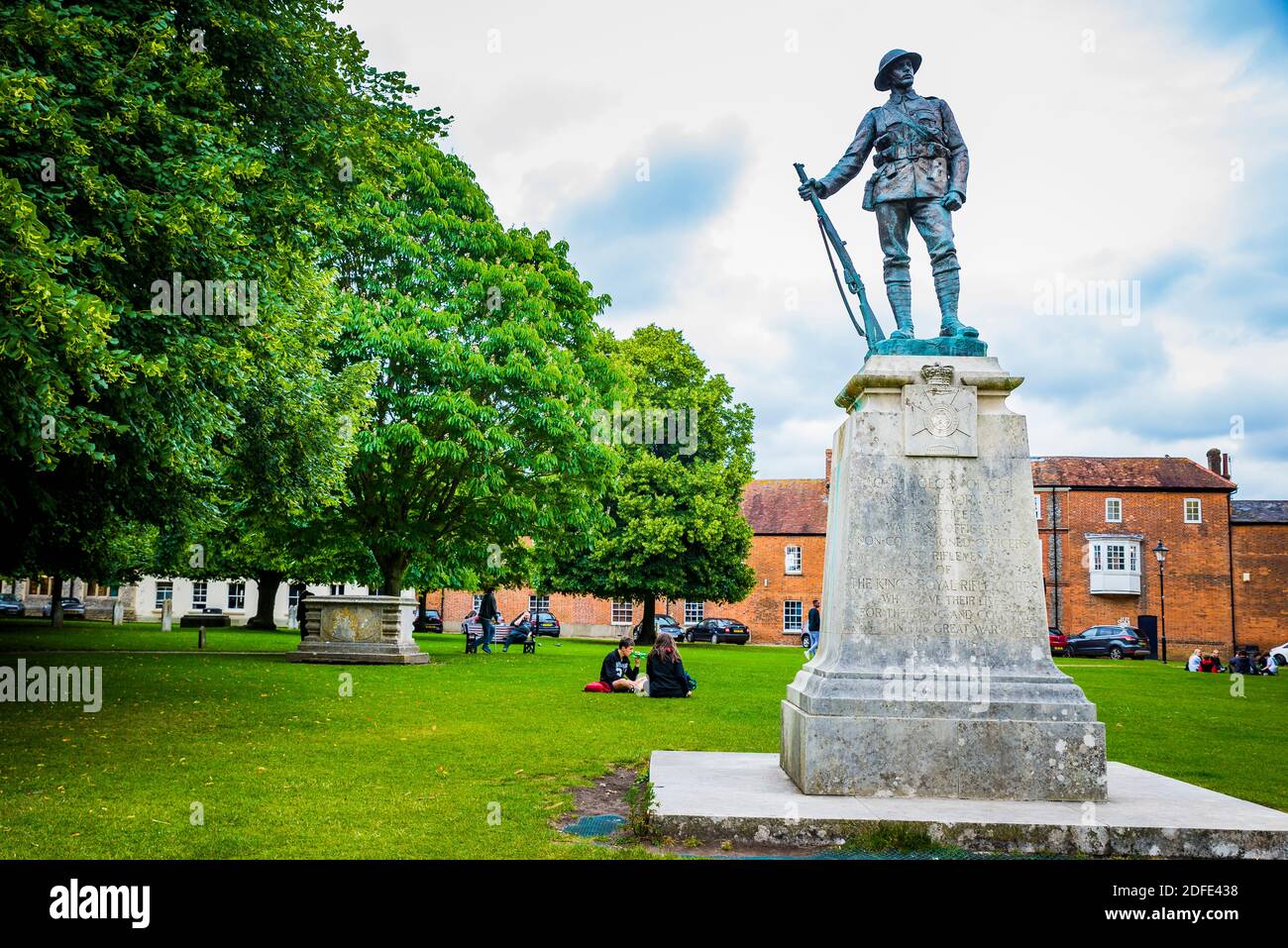 King's Royal Rifle Corps Memorial from 1922 by John Tweedt in Historic Centre of Winchester, Hampshire, England, United Kingdom, Europe Stock Photo