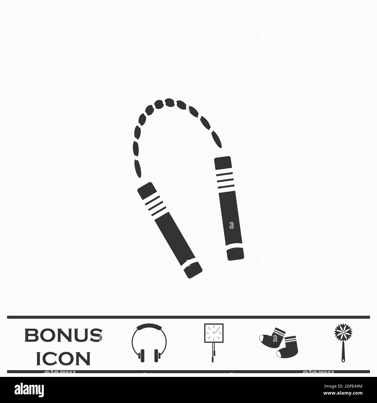Nunchuck icon flat. Black pictogram on white background. Vector illustration symbol and bonus button Stock Vector