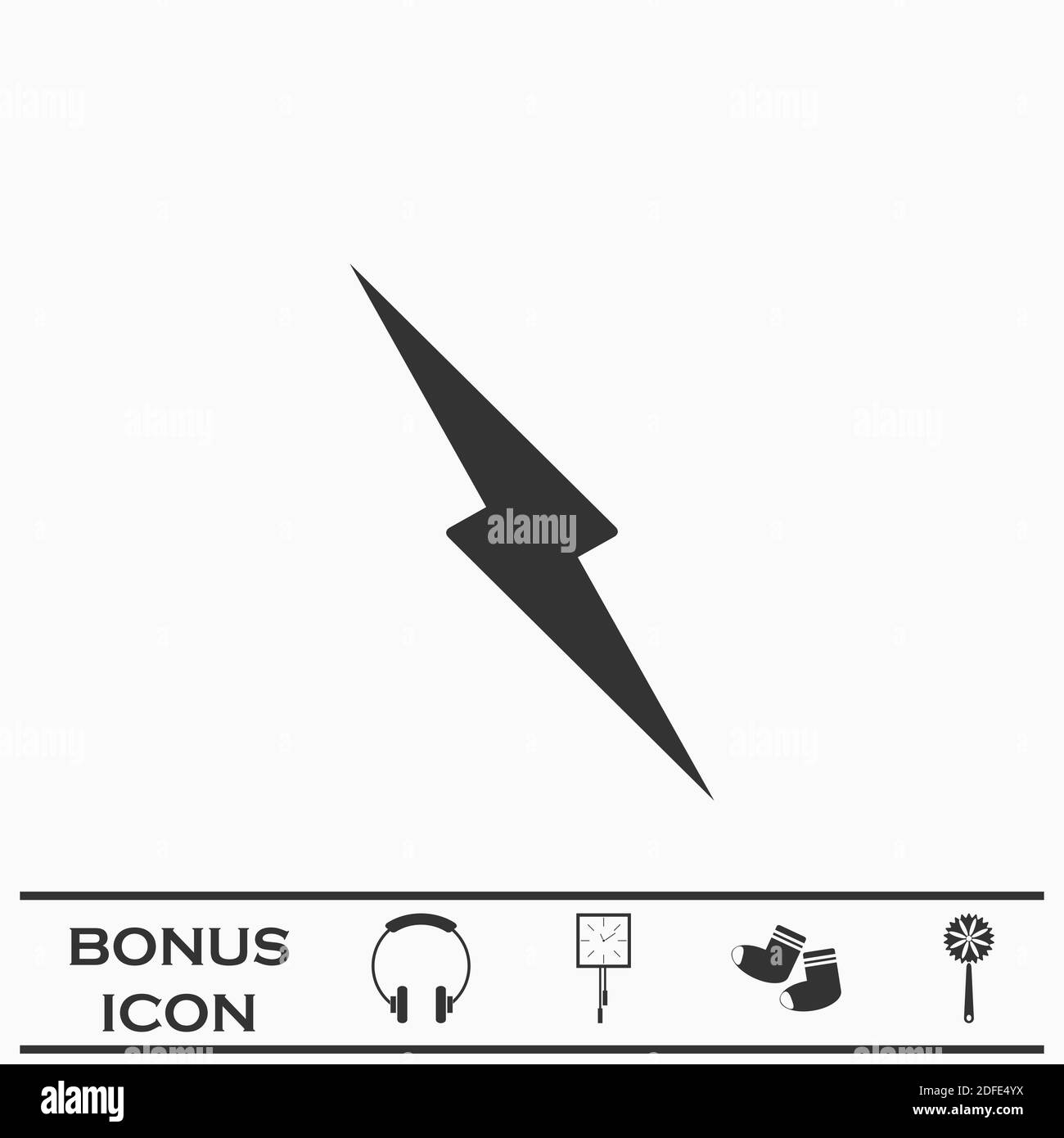 Thunder icon flat. Black pictogram on white background. Vector illustration symbol and bonus button Stock Vector