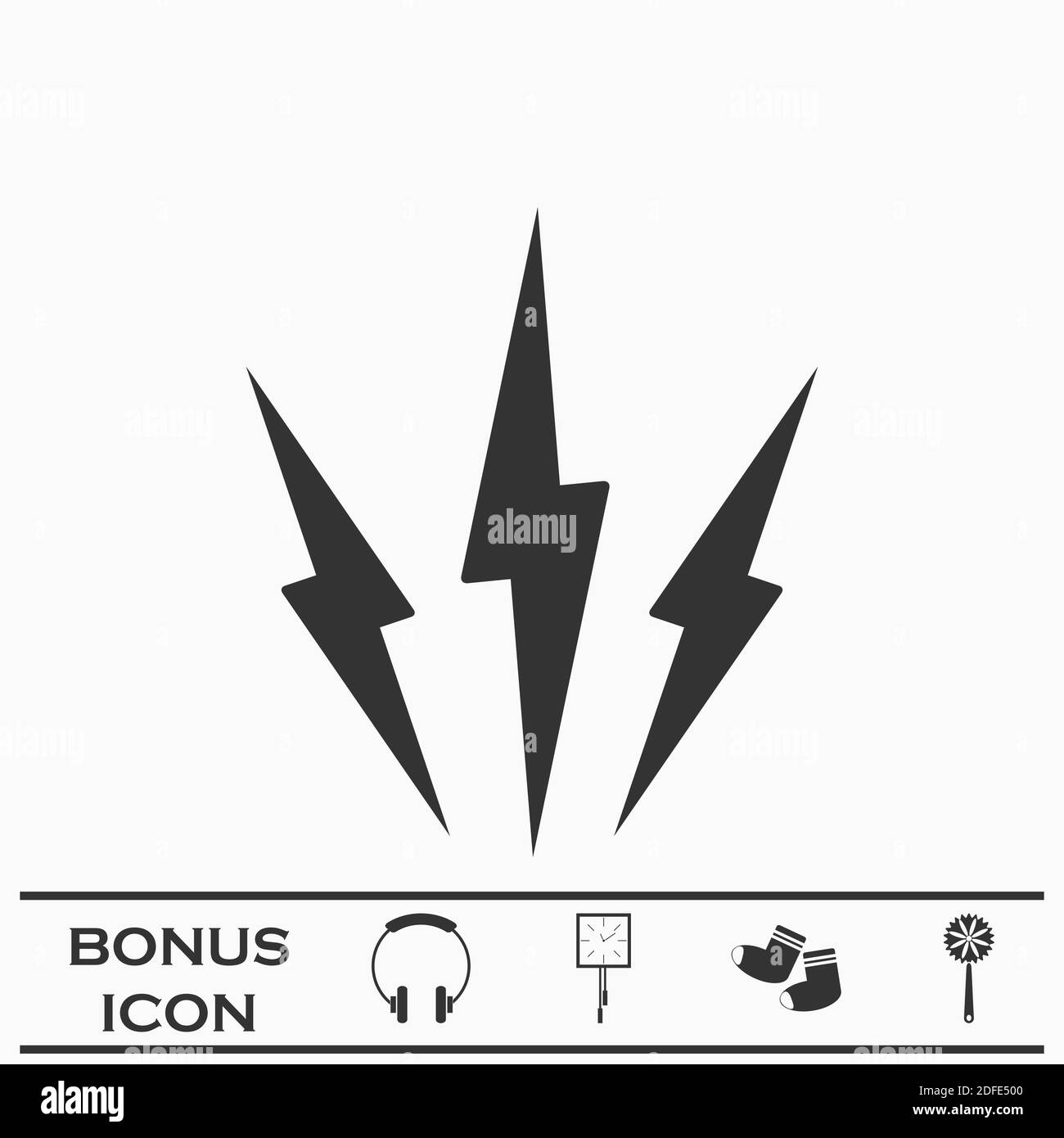 Lightning icon flat. Black pictogram on white background. Vector illustration symbol and bonus button Stock Vector