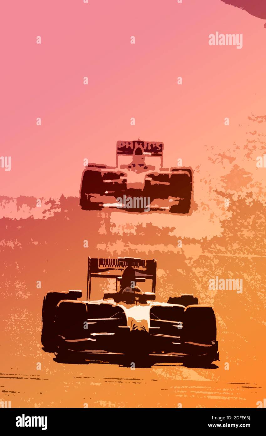 Formula One cars racing Stock Photo