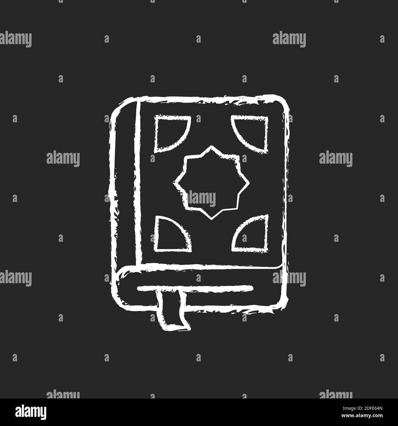 Quran chalk white icon on black background Stock Vector