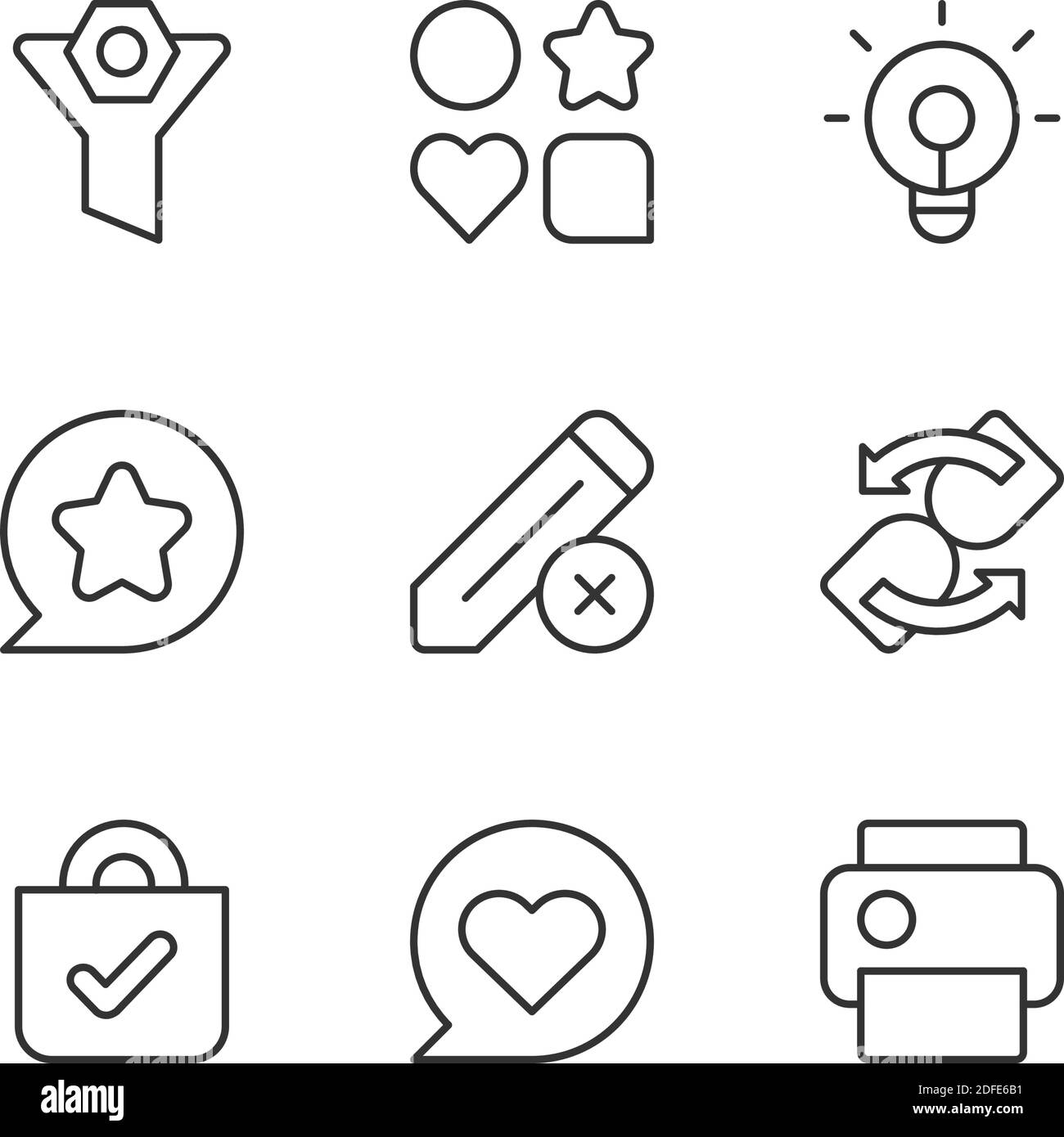 Interface for mobile application pixel perfect linear icons set Stock ...