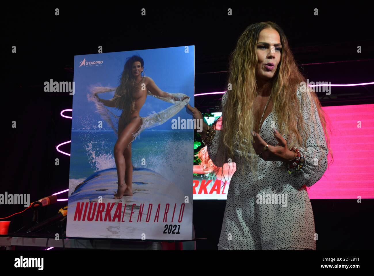Mexico City, Mexico. 03rd Dec, 2020. Actress Niurka Marcos poses for photos during a press conference to launch her calendar ‘Niurkalendar' at Rico Club. (Photo by Eyepix Group/Pacific Press) Credit: Pacific Press Media Production Corp./Alamy Live News Stock Photo
