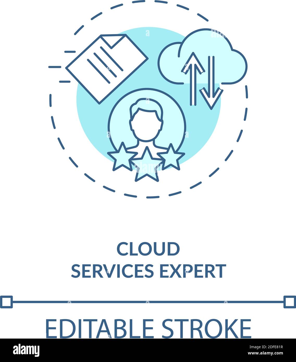 Cloud services expert turquoise concept icon Stock Vector
