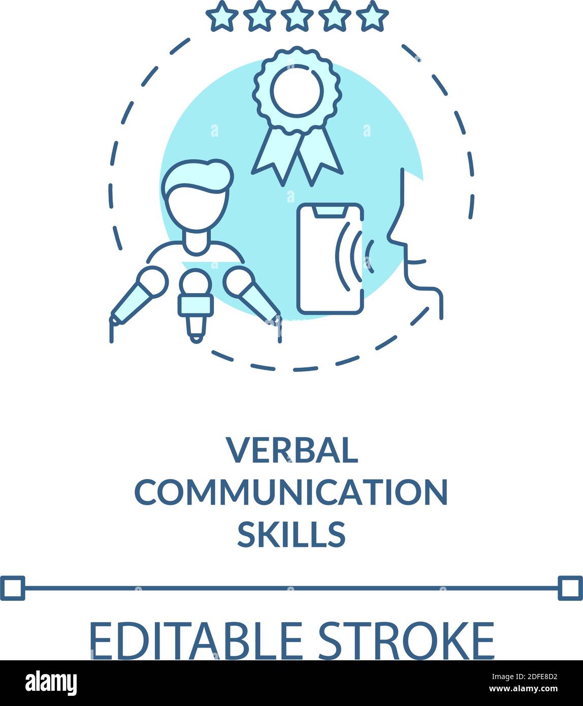 Verbal communication skills turquoise concept icon Stock Vector Image
