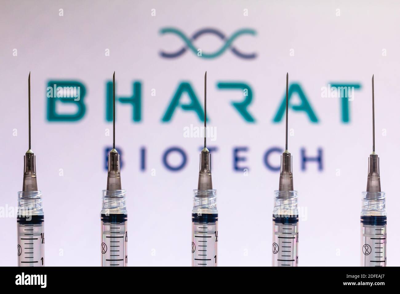 In this photo illustration various medical syringes seen with Bharat ...