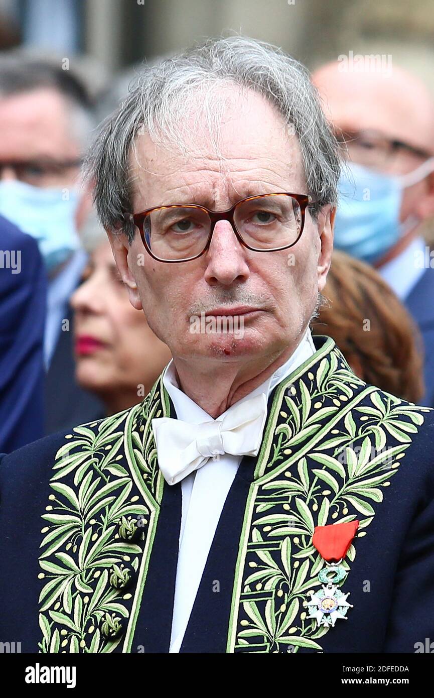 Jean-Luc Marion at the funeral ceremony for French historian and  academician Marc Fumaroli at Saint-Germain-des-Pres church in Paris, France  on July 1, 2020. Fumaroli (10 June 1932 – 24 June 2020) was