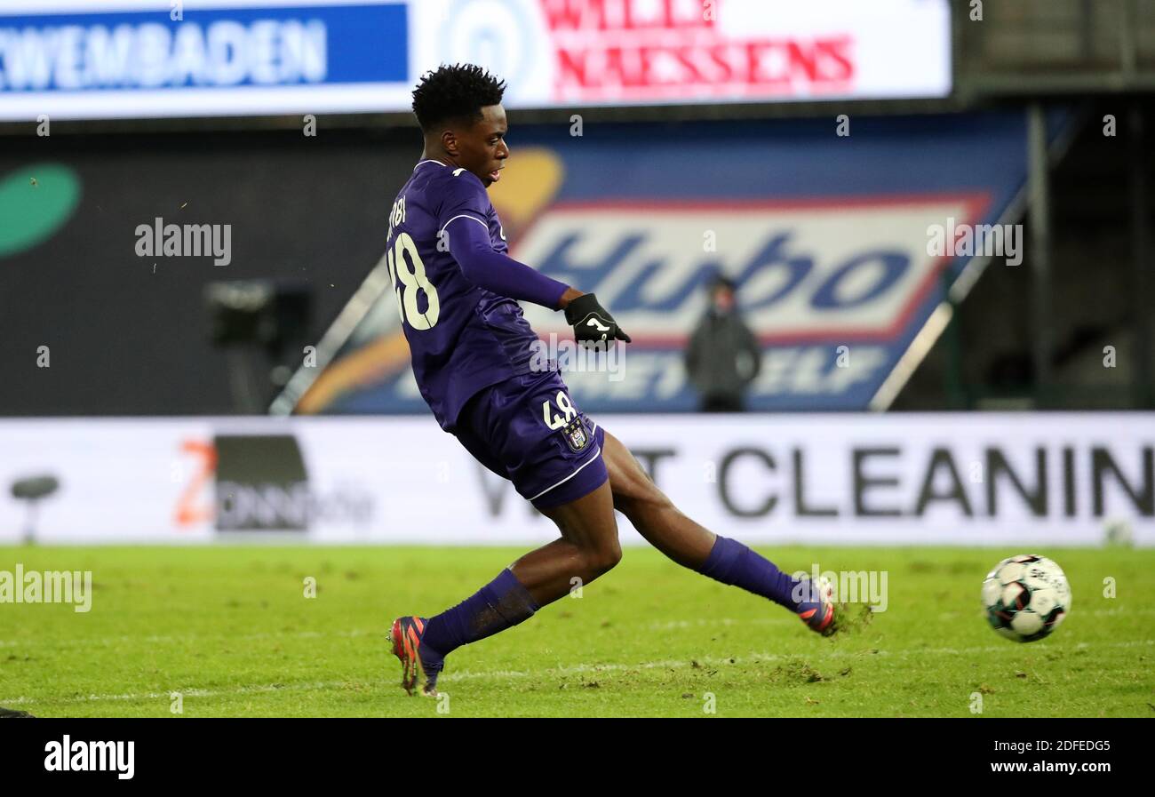 ANDERLECHT, BELGIUM - APRIL 11: 2-1 RSC Anderlecht, goal by Albert Sambi  Lokonga of RSC Anderlecht during the Jupiler Pro League match between RSC  And Stock Photo - Alamy