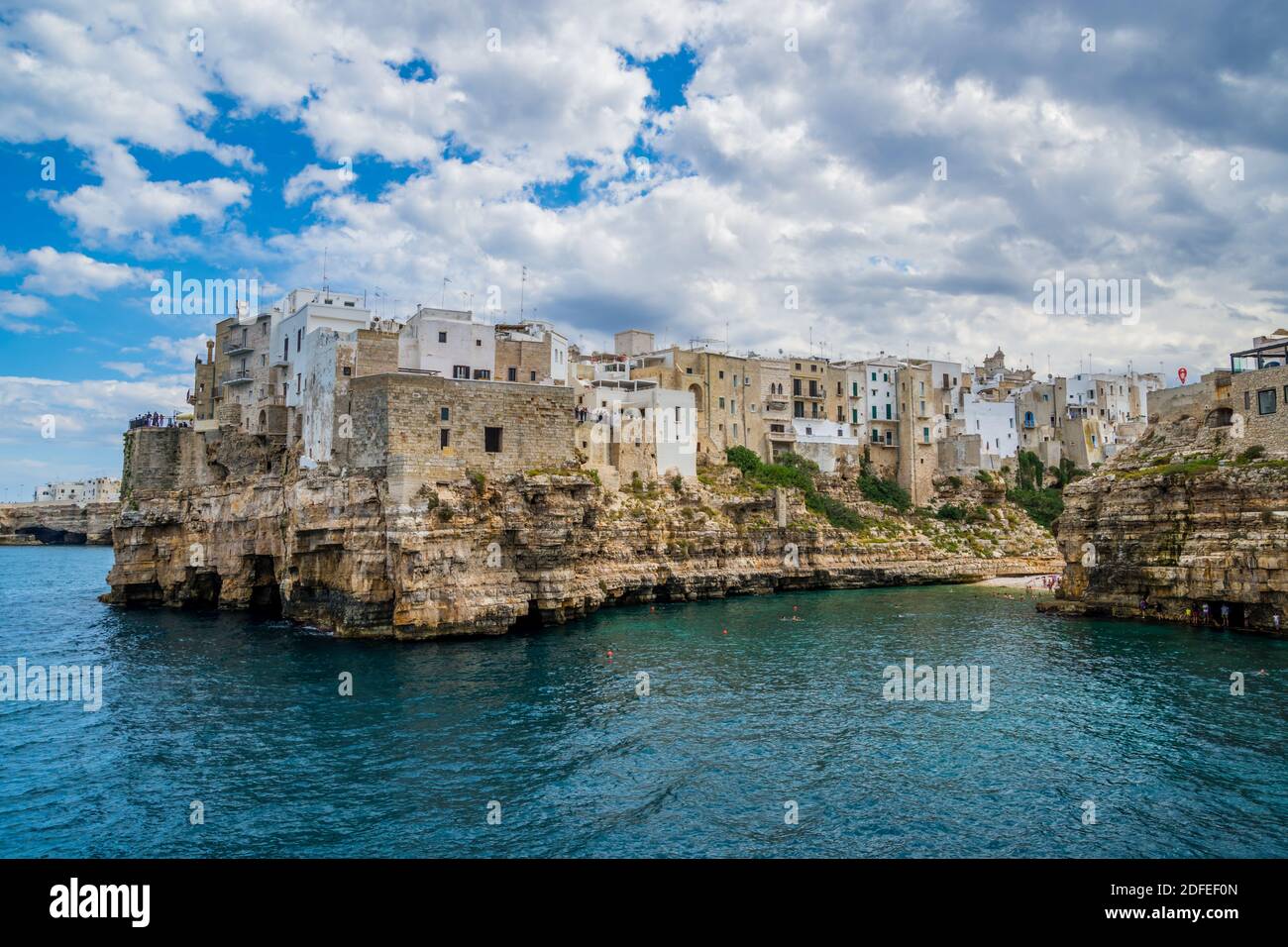 Cliffs of Polignano a Mare on a warm and sunny day, Puglia, Italy Stock Photo