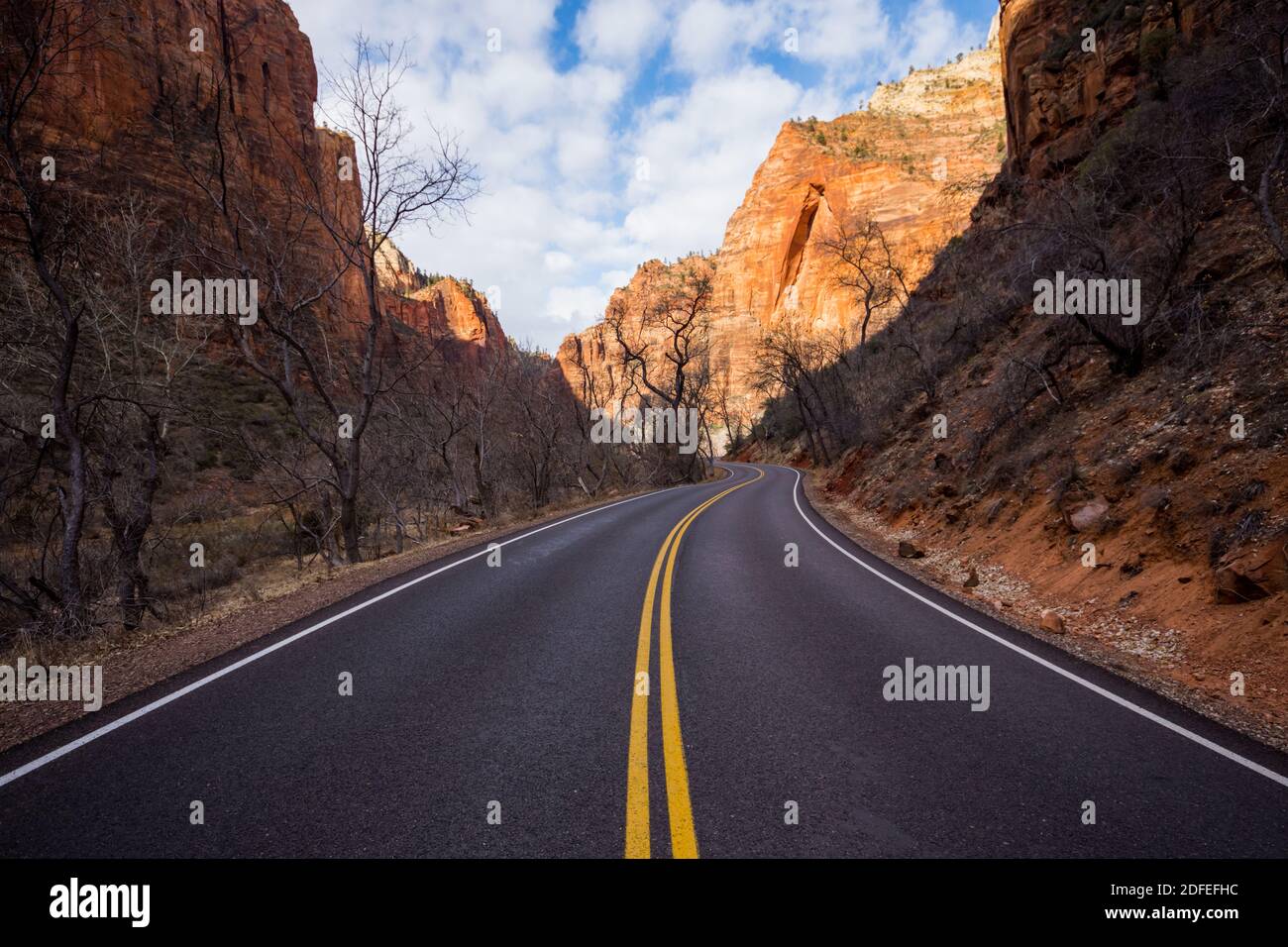 Zion Canyon scenic drive in Zion National Park USA Stock Photo