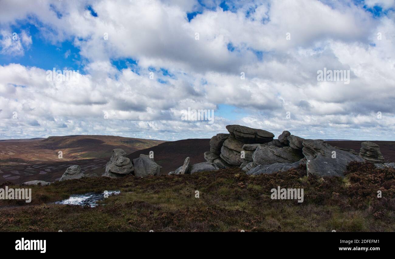 The Crow Stones, Bleaklow. North Derbyshire. South Yorkshire. Moorlands. Stock Photo