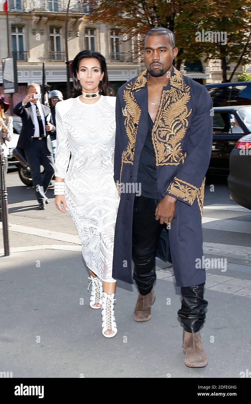 File photo dated September 25, 2014 of Kim Kardashian and husband Kanye West are seen at L'Avenue restaurant where they had lunch with Kris Jenner and Kendall Jenner during the Paris Fashion Week, in Paris, France. US rapper Kanye West took to Twitter over the weekend to announce he was running for president, with his declaration quickly going viral and prompting a flurry of speculation. His wife Kim Kardashian West and entrepreneur Elon Musk endorsed him. Photo by ABACAPRESS.COM Stock Photo